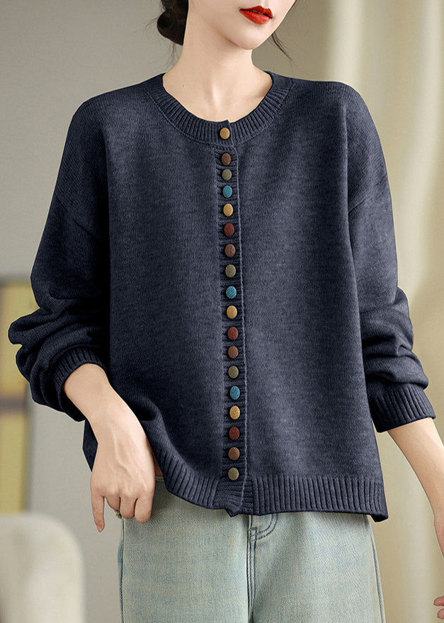 Boho Dull Grey Colorful Buttons Knit Cardigans Spring TM020 ABC