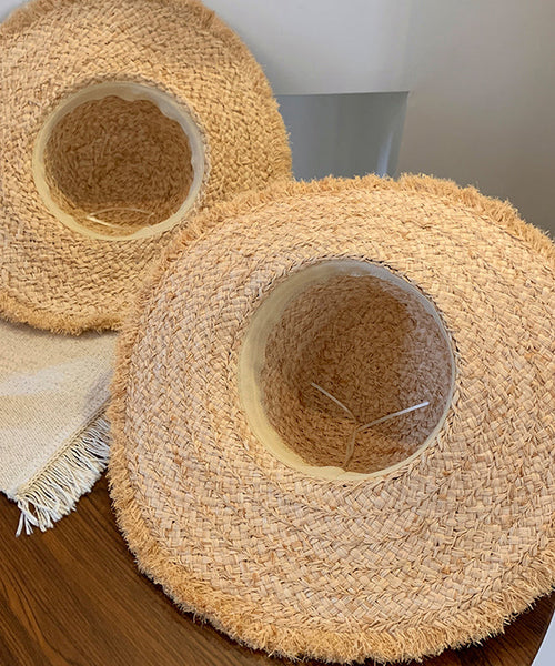 Boho Flower Brim Seaside Vacation Straw Woven Floppy Sun Hat WI014 hat-HAT241105