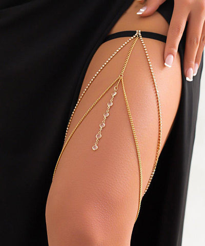Alloy Gold Body Chain Boho Elastic Zircon FashionChic