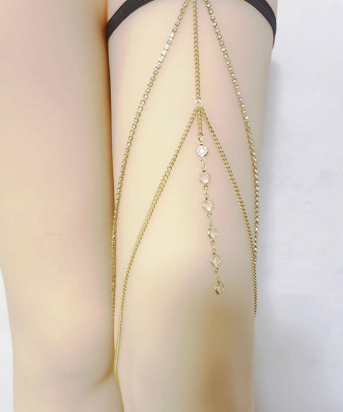 Alloy Gold Body Chain Boho Elastic Zircon FashionChic