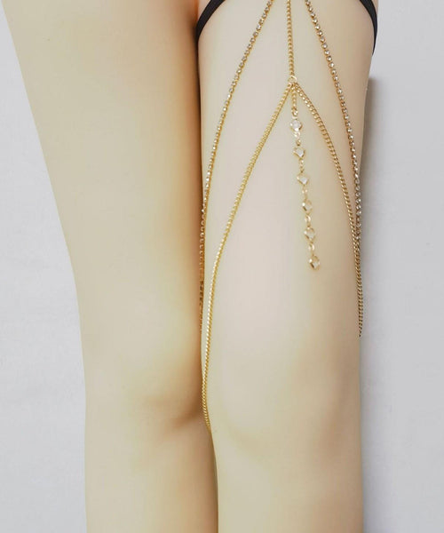 Alloy Gold Body Chain Boho Elastic Zircon FashionChic