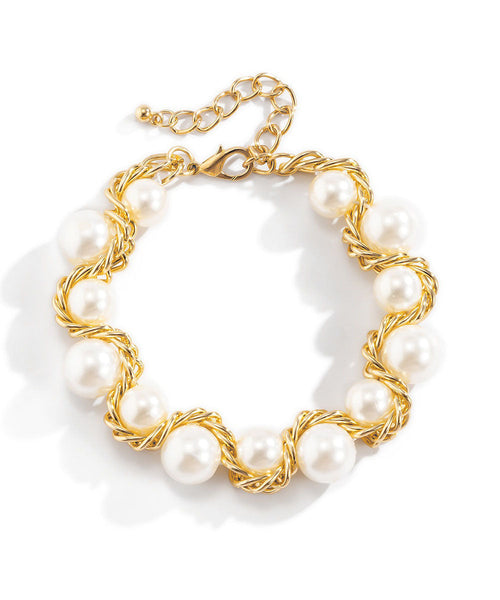 Bead Gold Copper Gratuated Pearl Boho Alloy Necklace FashionChic