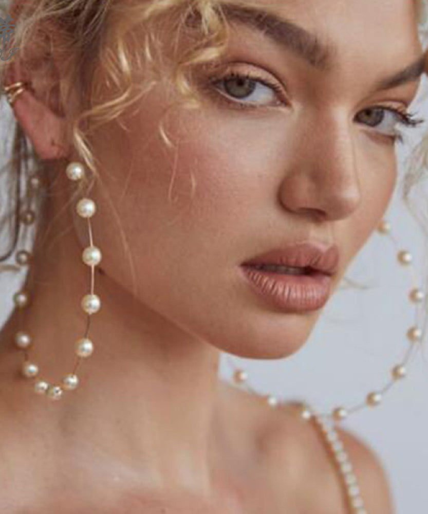 Boho Gold Copper Alloy Pearl Hoop Earrings YA031 ABC