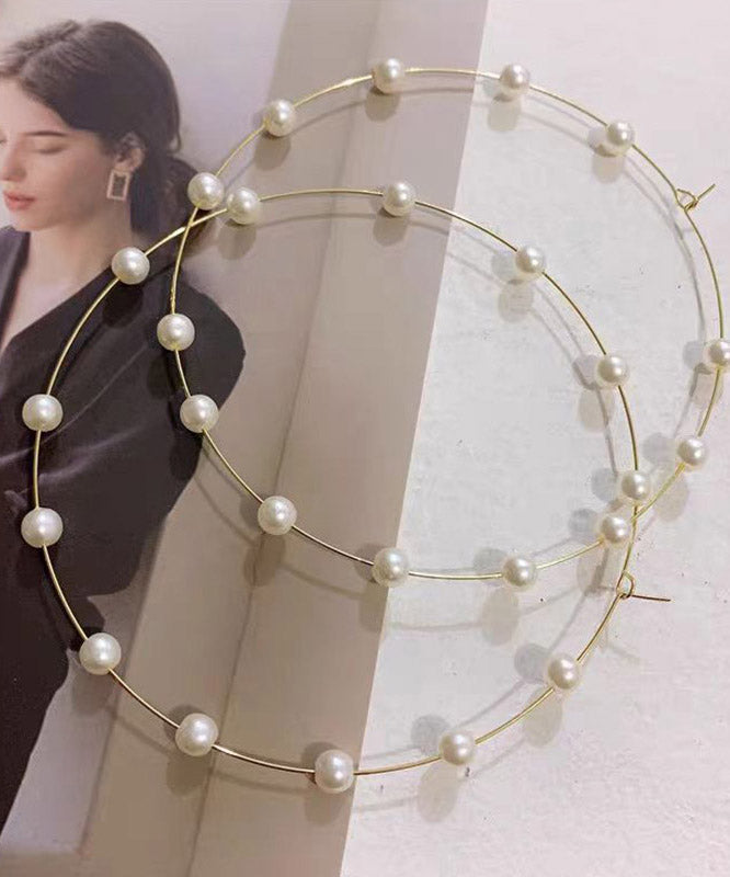 Boho Gold Copper Alloy Pearl Hoop Earrings YA031 ABC