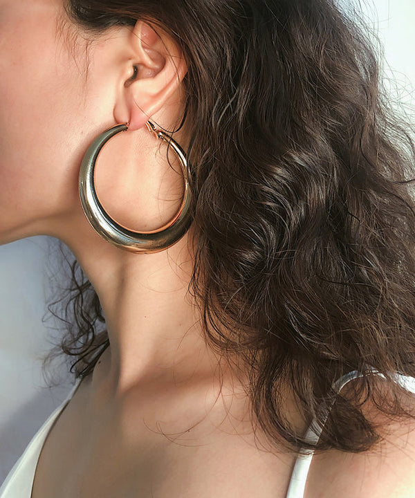 Boho Gold Metal Round Hoop Earrings ZZ004 JEW-EAR240613