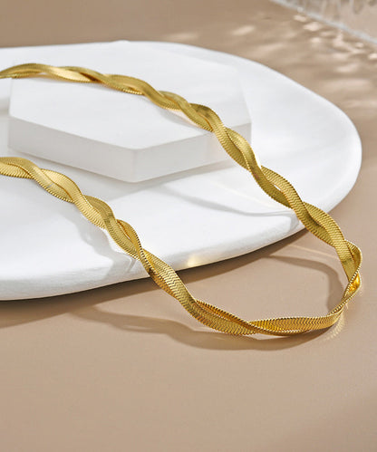 Boho Gold Stainless Steel Overgild Crossing Fried Dough Twists Princess Necklace YD022 ABC