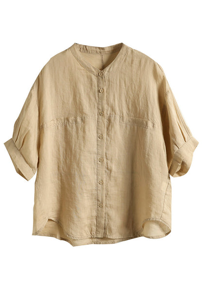 Green Summer Oversized Shirt Boho Top Linen FashionChic