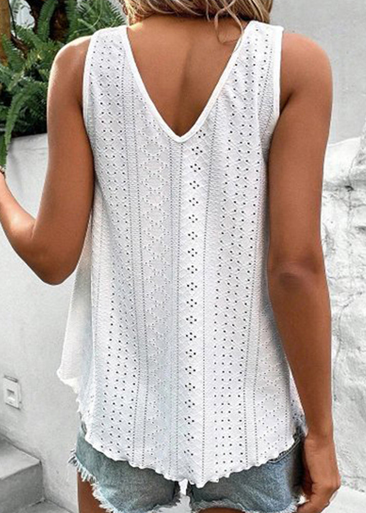 Patchwork Green Out Hollow Boho Summer Tanks FashionChic