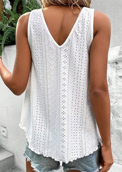 Patchwork Green Out Hollow Boho Summer Tanks FashionChic