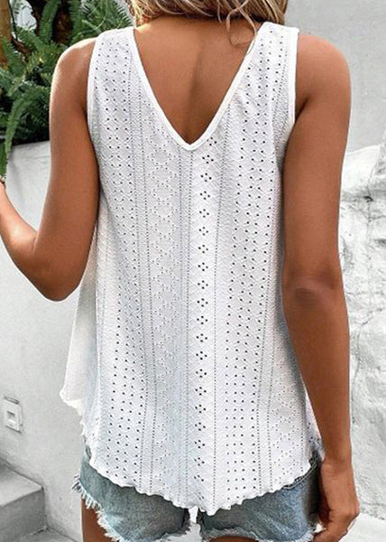 Patchwork Green Out Hollow Boho Summer Tanks FashionChic