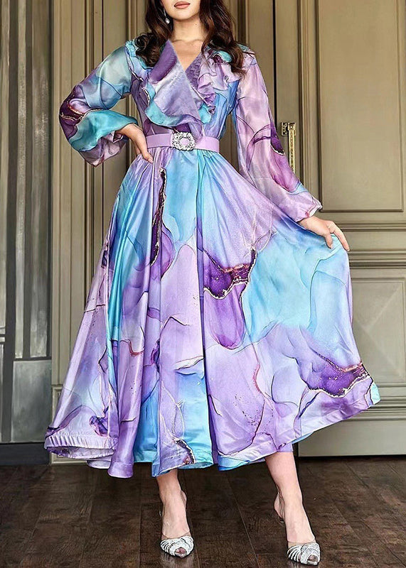 Boho Green Peter Pan Collar Print Tulle Dress Long Sleeve FF078 SH-LF-FDL240603