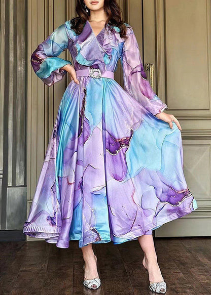 Boho Green Peter Pan Collar Print Tulle Dress Long Sleeve FF078 SH-LF-FDL240603