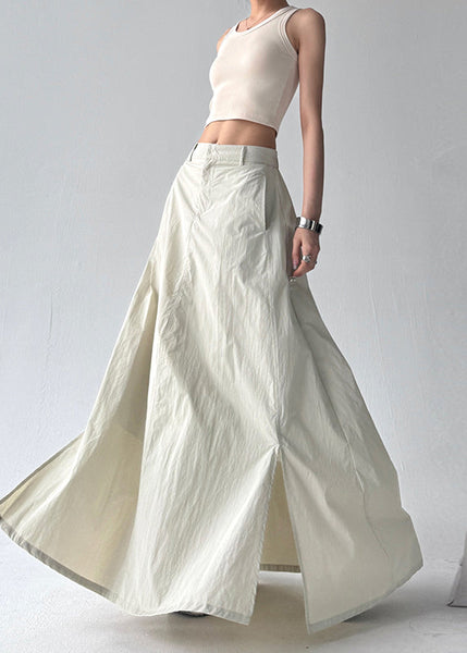 Side Exra Summer Grey Line A Open Boho Hem Skirt Large FashionChic