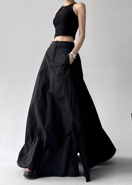 Side Exra Summer Grey Line A Open Boho Hem Skirt Large FashionChic