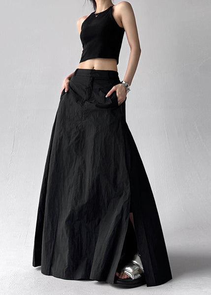 Side Exra Summer Grey Line A Open Boho Hem Skirt Large FashionChic