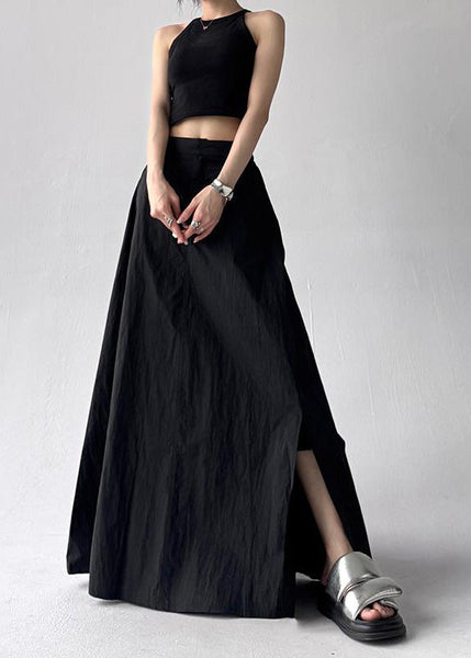 Side Exra Summer Grey Line A Open Boho Hem Skirt Large FashionChic