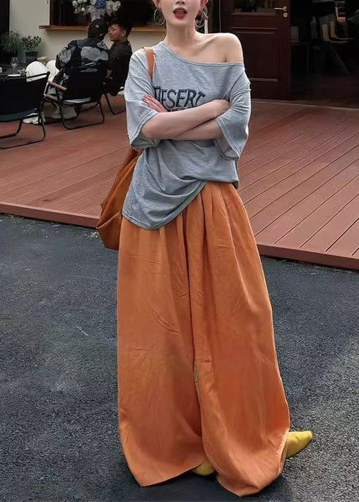 Print Grey And Cotton Boho Leg Oversized Pant Wide Two Tank FashionChic