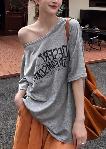 Print Grey And Cotton Boho Leg Oversized Pant Wide Two Tank FashionChic