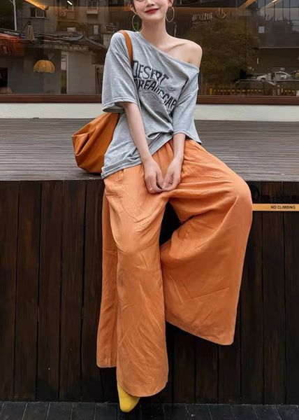 Print Grey And Cotton Boho Leg Oversized Pant Wide Two Tank FashionChic