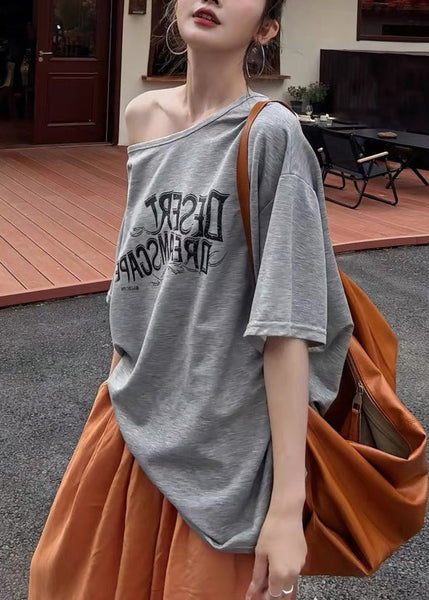 Print Grey And Cotton Boho Leg Oversized Pant Wide Two Tank FashionChic