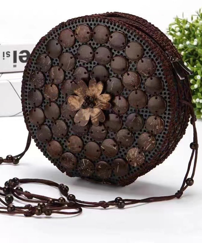 Boho Handmade Wooden Patchwork Circular Messenger Bag HJ1051 Ada Fashion