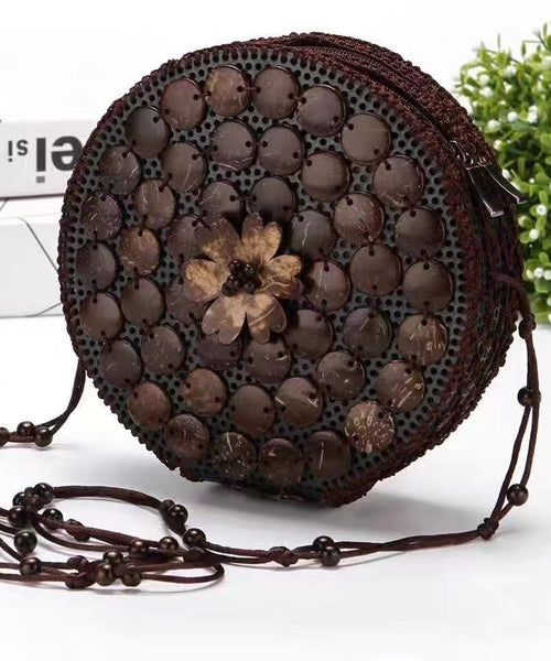 Boho Handmade Wooden Patchwork Circular Messenger Bag HJ1051 Ada Fashion