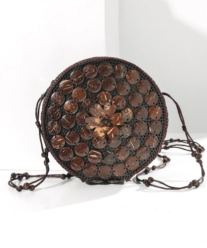 Boho Handmade Wooden Patchwork Circular Messenger Bag HJ1051 Ada Fashion