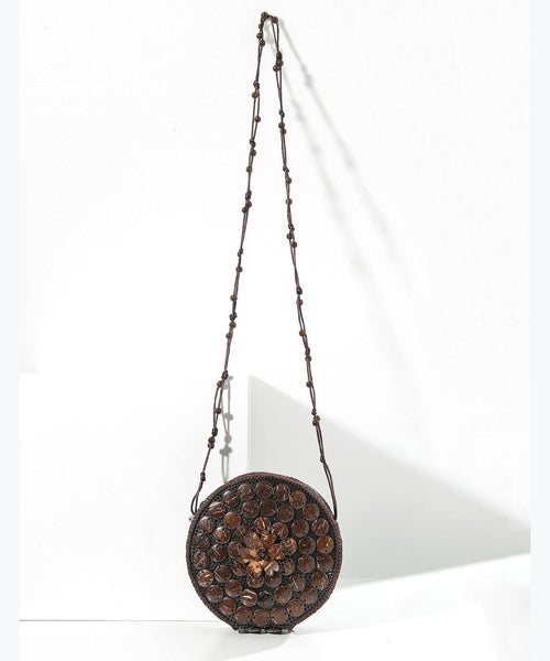 Boho Handmade Wooden Patchwork Circular Messenger Bag HJ1051 Ada Fashion