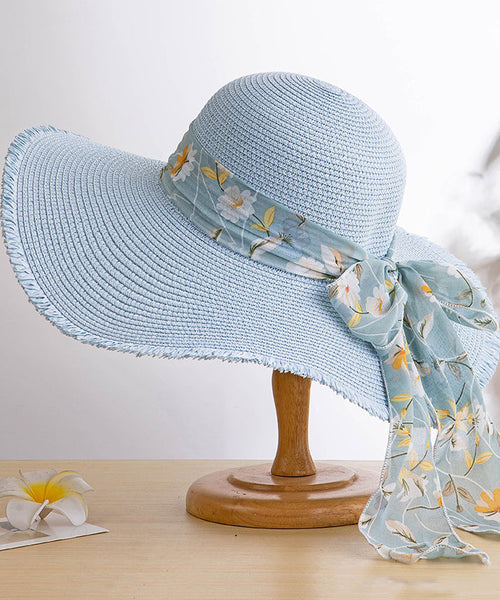 Sun Bow Floppy Straw Hat Boho Side Big Woven Khaki FashionChic