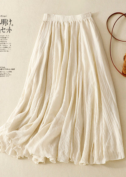 Boho Exra Skirts Linen Khaki Large Spring Hem FashionChic