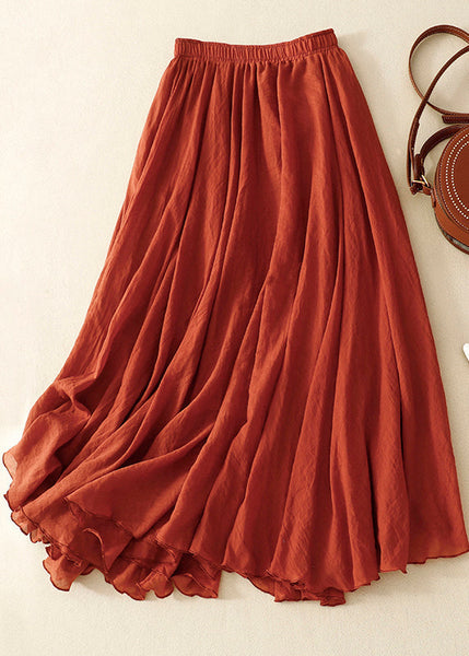 Boho Exra Skirts Linen Khaki Large Spring Hem FashionChic