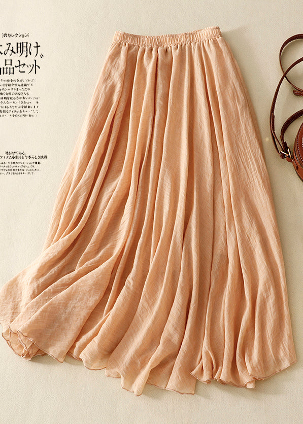 Boho Exra Skirts Linen Khaki Large Spring Hem FashionChic