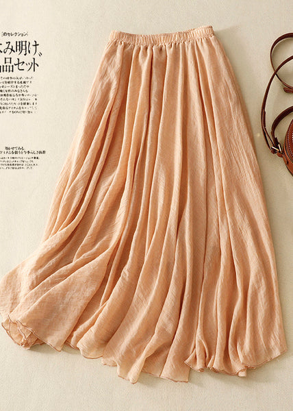 Boho Exra Skirts Linen Khaki Large Spring Hem FashionChic