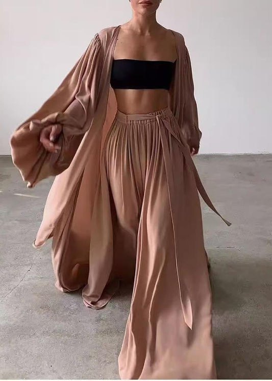 Three Set Khaki Sleeve Chiffon Lantern Pieces Boho Oversized FashionChic