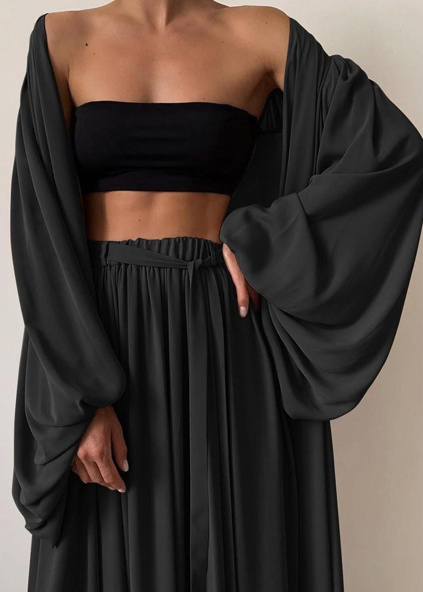 Three Set Khaki Sleeve Chiffon Lantern Pieces Boho Oversized FashionChic