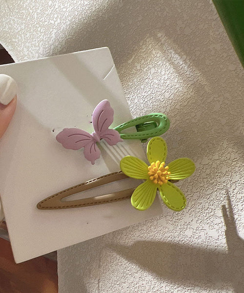 Floral Hairpin Light Green Boho Acrylic FashionChic
