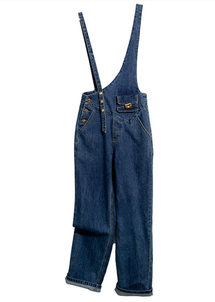 Boho Jumpsuits Asymmetrical Denim Design Navy Summer FashionChic