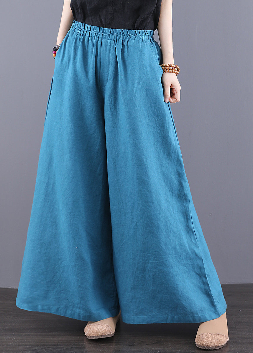 Pants Peacock Leg Boho Linen Blue Summer Wide Oversized FashionChic