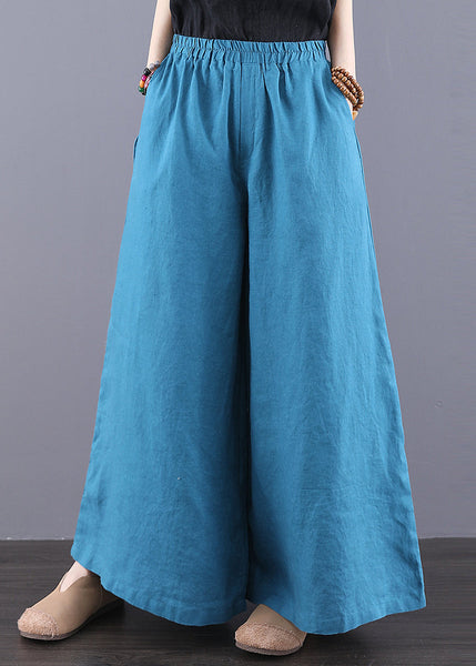 Pants Peacock Leg Boho Linen Blue Summer Wide Oversized FashionChic