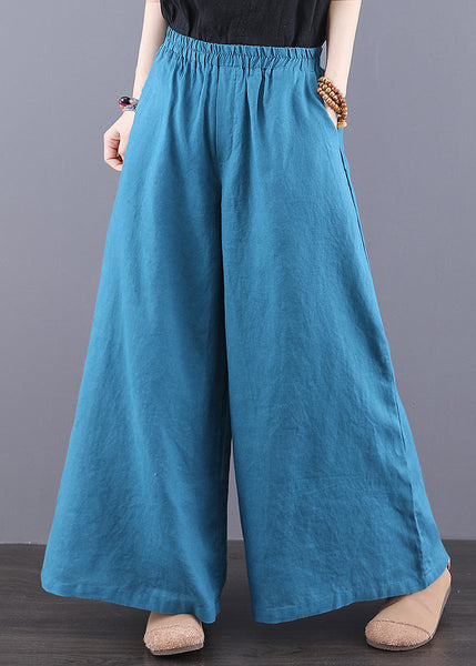 Pants Peacock Leg Boho Linen Blue Summer Wide Oversized FashionChic