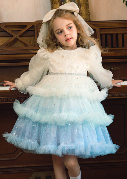 Boho Pink Sequins Tulle Girls Cake Mid Dress Fall RP046 ABC