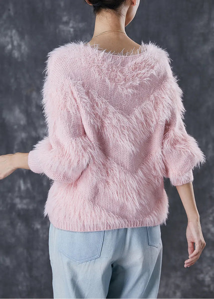 Boho Pink Tasseled Thick Knit Sweaters Winter Ada Fashion