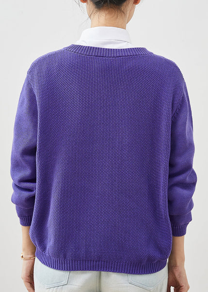 Boho Purple Embroidered Knit Cardigans Spring YU1041 Ada Fashion