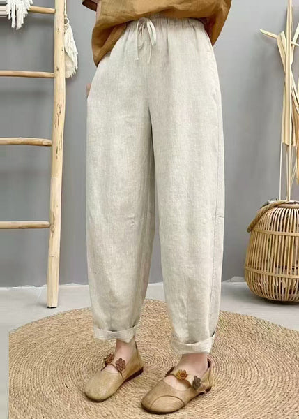 Pants Elastic Summer Waist Oversized Harem Linen Purple Boho FashionChic