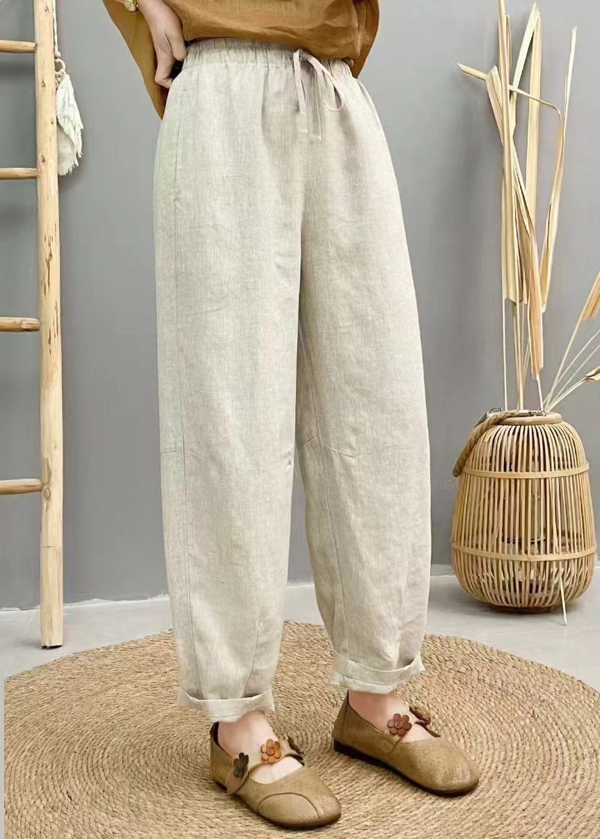 Pants Elastic Summer Waist Oversized Harem Linen Purple Boho FashionChic