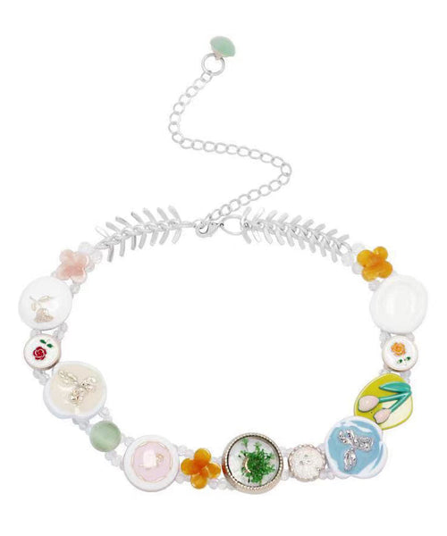 Boho Rainbow Alloy Beading Button Princess Necklace YD036 ABC