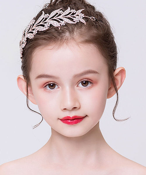 Boho Rose Gold Alloy Zircon Leaf Kids Hairpin IU050 TZ-FQ-HAI240802