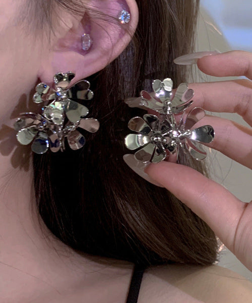 Floral Silk Stud Copper Boho Overgild Earrings FashionChic