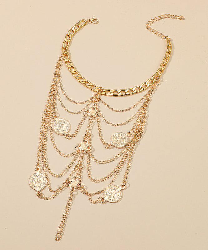 Boho Silk Metal Multilayer Tassel Anklets QU035 JEW-Ank241007