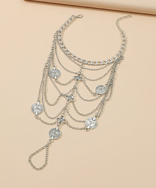 Boho Silk Metal Multilayer Tassel Anklets QU035 JEW-Ank241007